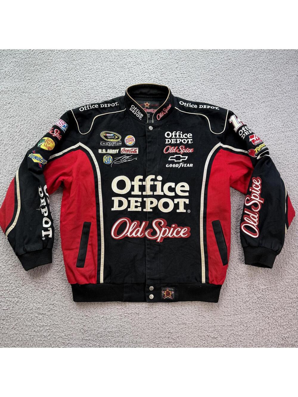Vintage Tony Stewart Office Depot Old Spice NASCAR Racing Jacket JH Design Y2K L